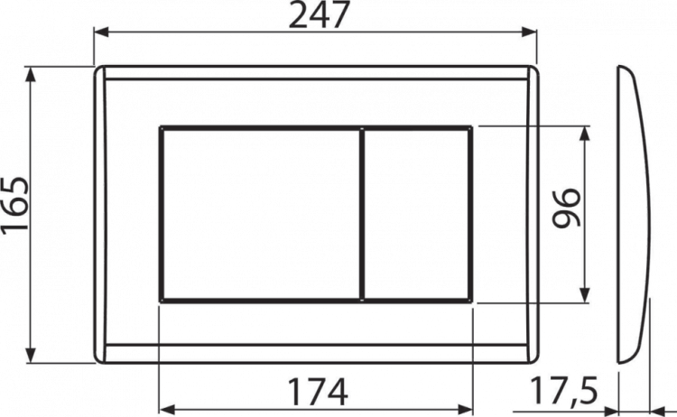 Кнопка управления для скрытых систем инсталляции, черный-мат Alcadrain M278