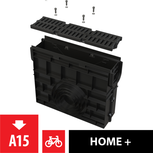Пескоуловитель для дренажного канала AVZ104 с пластиковой рамой и пластиковой решеткой А15 Alcadrain AVZ104R-R401