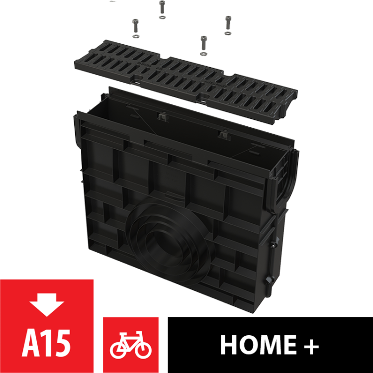 Пескоуловитель для дренажного канала AVZ104 с пластиковой рамой и пластиковой решеткой А15 Alcadrain AVZ104R-R401