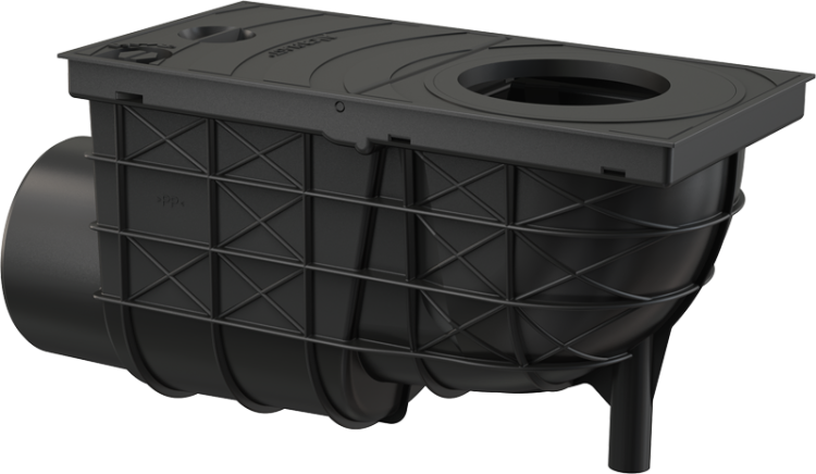 Ливнеотвод 300×155/110 мм, сток – боковой, черный Alcadrain AGV3