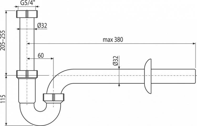 Сифон трубчатый с накидной гайкой 5/4