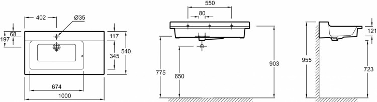 Подвесная раковина-столешница 100 х 54 см Jacob Delafon SOPRANOEXK112-00