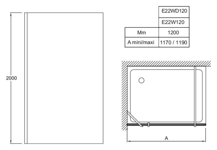 Душевая перегородка Jacob Delafon Contra 120x200