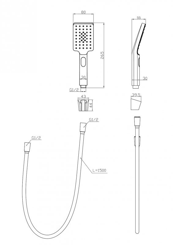 Ручной душ со шлангом и держателем BelBagno LUC-DFS-CRM