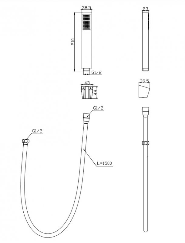 Ручной душ со шлангом и держателем BelBagno LUC-DFS-CRM
