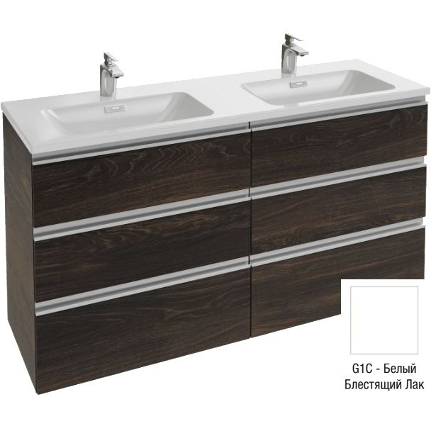 Тумба под раковину Jacob Delafon Vox 140 6 ящиков встроенные ручки