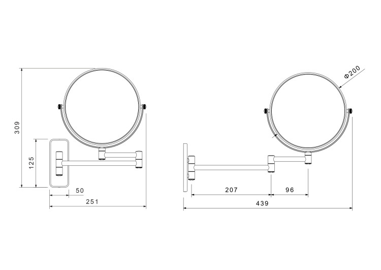 Зеркало косметическое настенное 5х Aquatek матовый черный AQ4911MB