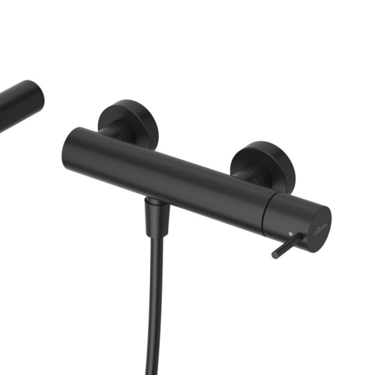 Смеситель для душа однорычажный в комплекте с ручным душем, шлангом и держателем c тонкой ручкой Cezares LEAF-D-L-PO