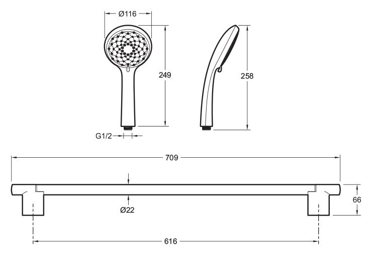 Душевой гарнитур Jacob Delafon Awaken E99899RU-CP