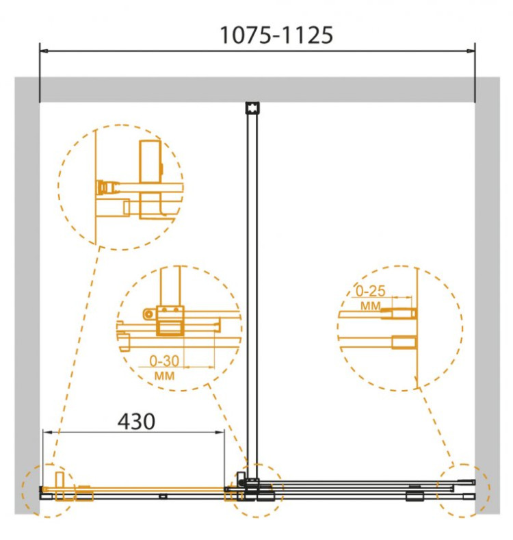Душевая дверь в нишу STREAM-BF-1 Cezares STREAM-BF-1-140-C-Cr