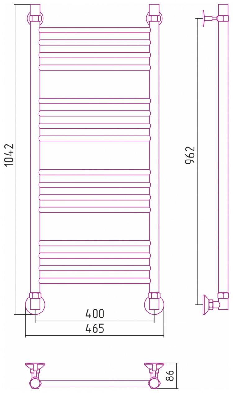 Полотенцесушитель водяной Стилье Аксиома-10 1000х400 Без покрытия