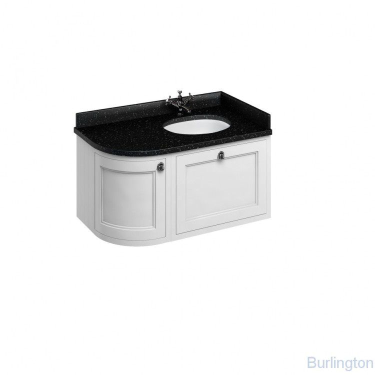 Тумба со столешницей 100 см, угловая правосторонняя, цвет белый [FW6W + BB98R]