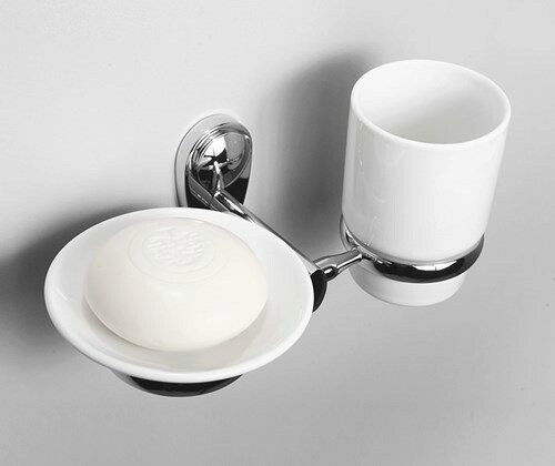 WasserKRAFT Аксесс Main K-9226C Держатель стакана и мыльницы, (блистер), КЕРАМИКА, хром, WasserKRAFT