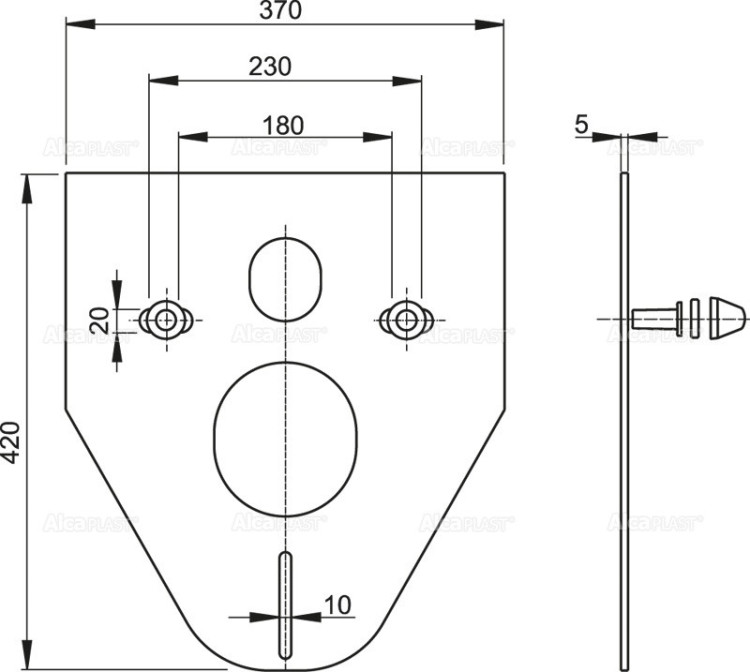 Звукоизоляционная плита для подвесного унитаза и для биде с принадлежностями и колпачками (хромированными) Alcadrain M910CR