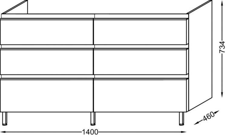 Мебель для раковины-столешницы 140 см, белый блестящий Jacob Delafon VOX EB2040-RA-N18