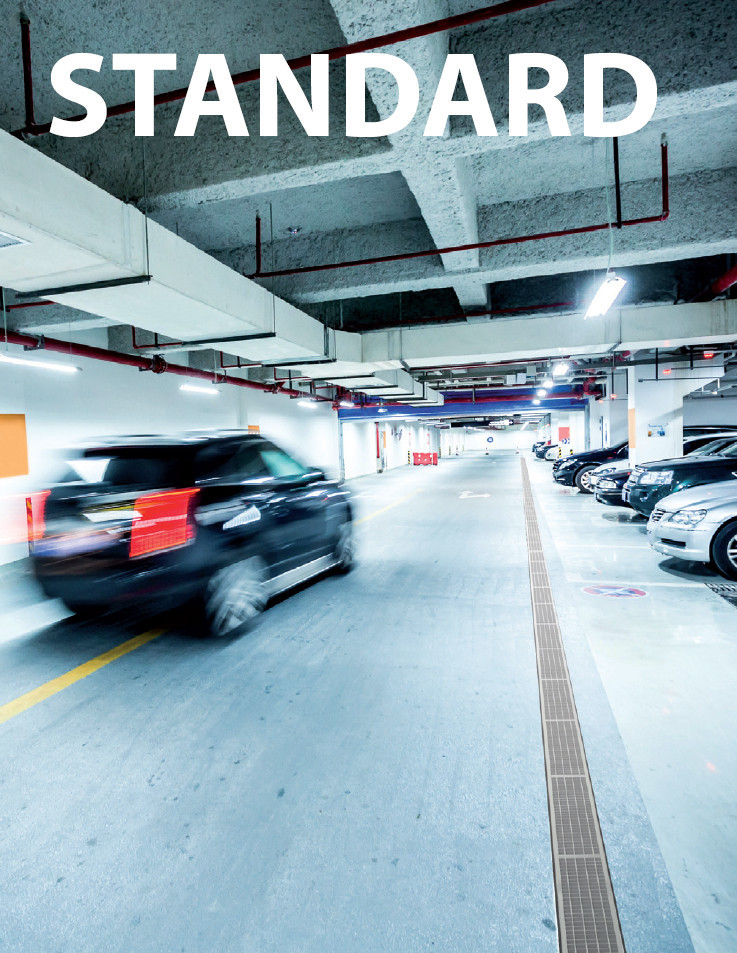 Дренажный канал 100 мм с пластиковой рамой и оцинкованной решеткой B125 Alcadrain AVZ102-R103