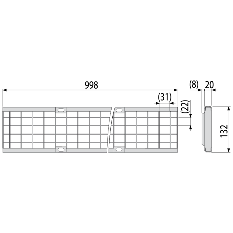 Дренажный канал 100 мм с пластиковой рамой и оцинкованной решеткой B125 Alcadrain AVZ102-R103