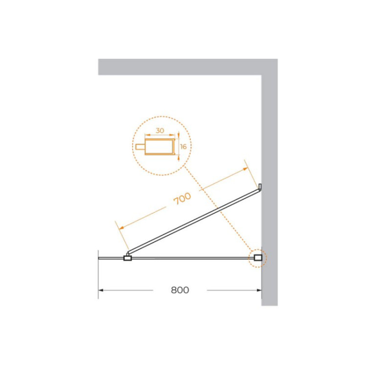 Душевая перегородка универсальная с односторонним входом, стекло прозрачное, профиль чёрный Cezares LIBERTA-L-1-TB-110-C-NERO