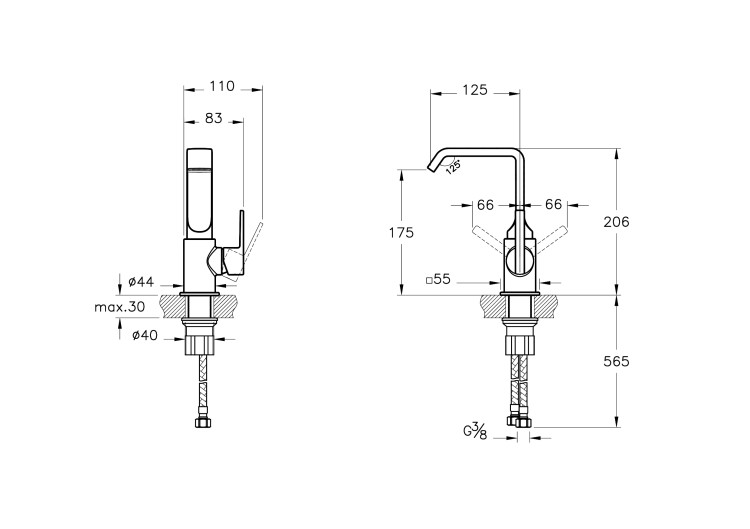 Смеситель Suit для раковины, глянцевый черный