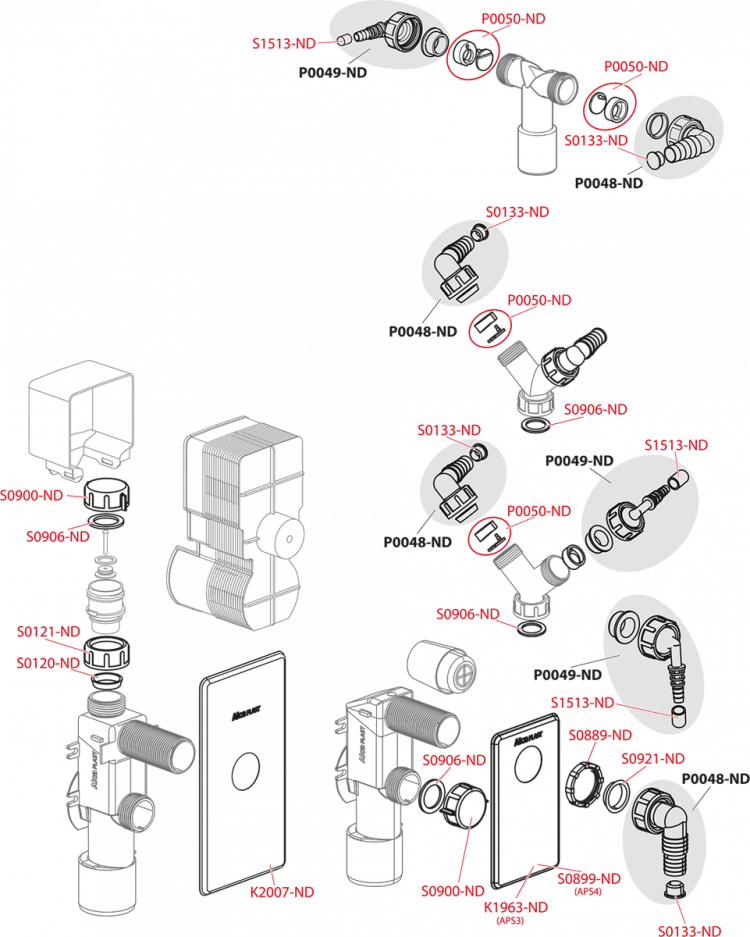 Сифон для стиральной машины под штукатурку, белый Alcadrain APS4