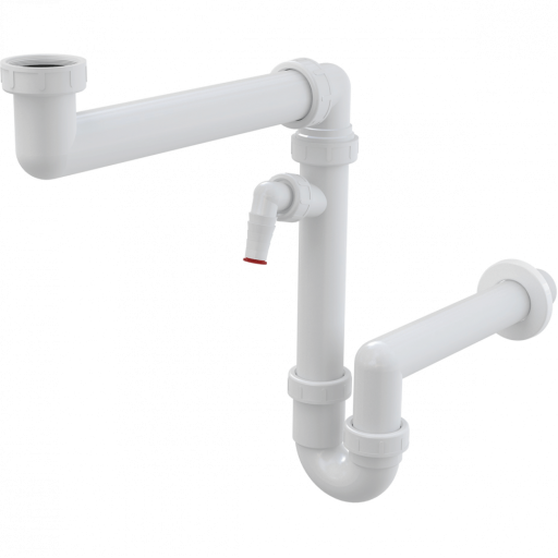 Сифон для мойки экономящий пространство со штуцером и с накидной гайкой 6/4&quot; Alcadrain A872P