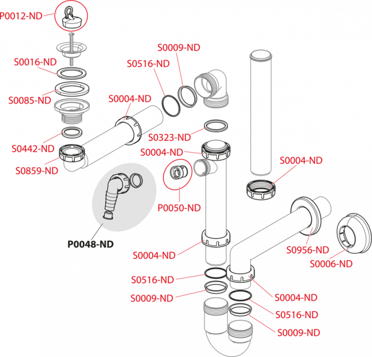 Сифон для мойки экономящий пространство со штуцером и с накидной гайкой 6/4