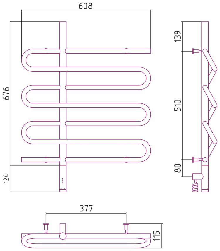 Полотенцесушитель электрический Сунержа Эпатаж 3.0 800х600 МЭМ левый Матовое золото