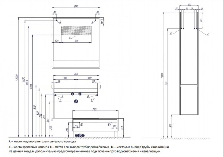 Зеркало Акватон Капри 80 с подсветкой