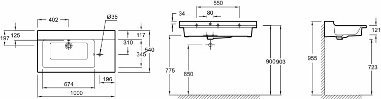 Подвесная раковина-столешница 100 х 54 см Jacob Delafon SOPRANOEXK122-00