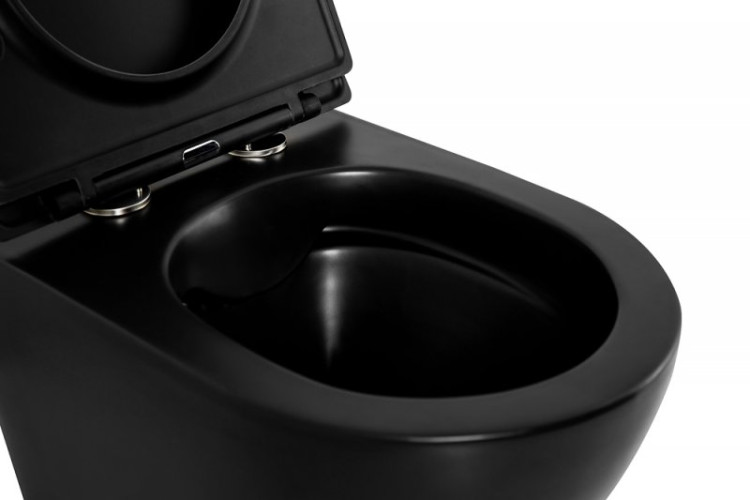 Унитаз подвесной безободковый с креплением, чёрный матовый Cezares BB062CHR-MB