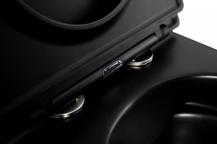 Унитаз подвесной безободковый с креплением, чёрный матовый Cezares BB062CHR-MB
