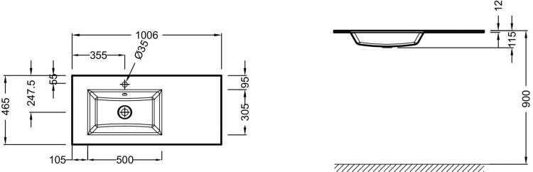 Стеклянная раковина-столешница 100 см Jacob Delafon VOXEB2103-DD1