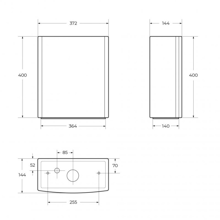 Чаша унитаза безободкового, P-trap Cezares CZR-165-CPR