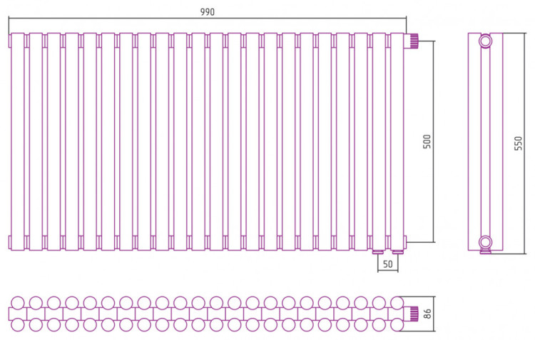 Отопительный радиатор Сунержа Эстет-11 EU50 500х990 22 секции Состаренная бронза