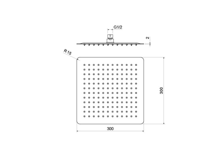 Квадратный верхний душ 300*300*2 мм Aquatek AQ2074CR