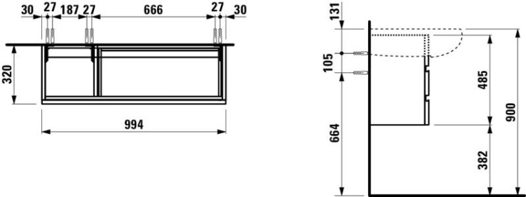 Тумба под раковину Laufen Alessi One 120 подвесная