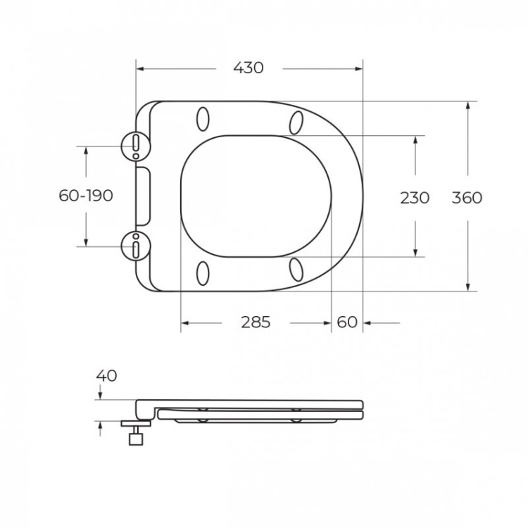 Чаша унитаза безободкового с сиденьем дюропласт soft close P-trap Cezares BB2141CPR/SC