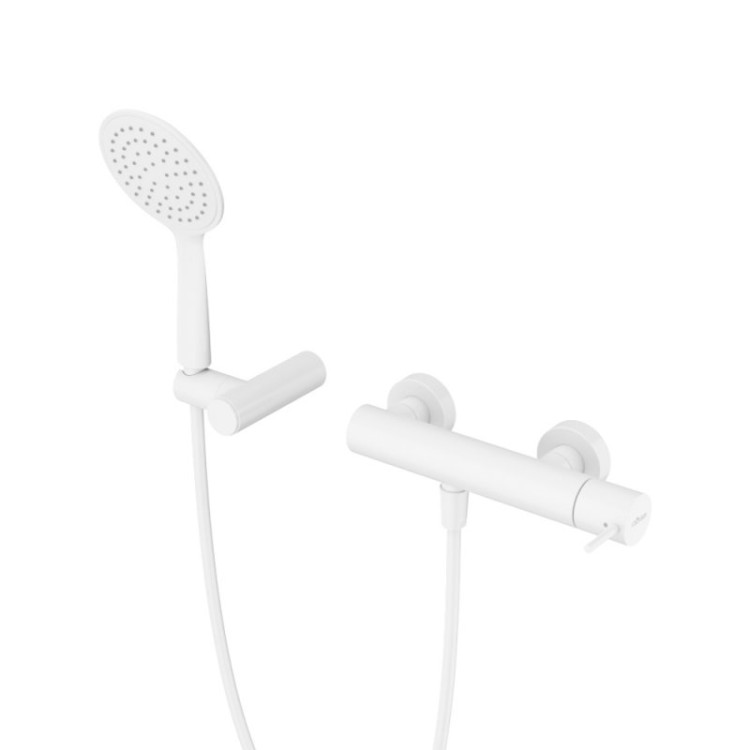 Смеситель для душа однорычажный в комплекте с ручным душем, шлангом и держателем c тонкой ручкой Cezares LEAF-D-L-PR