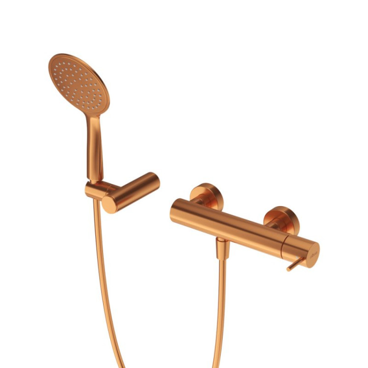 Смеситель для душа однорычажный в комплекте с ручным душем, шлангом и держателем c тонкой ручкой Cezares LEAF-D-L-PR