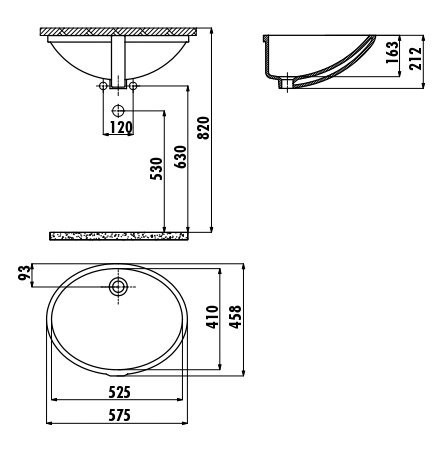 CREAVIТ Раковина ТР205 под столешницу (40*52)