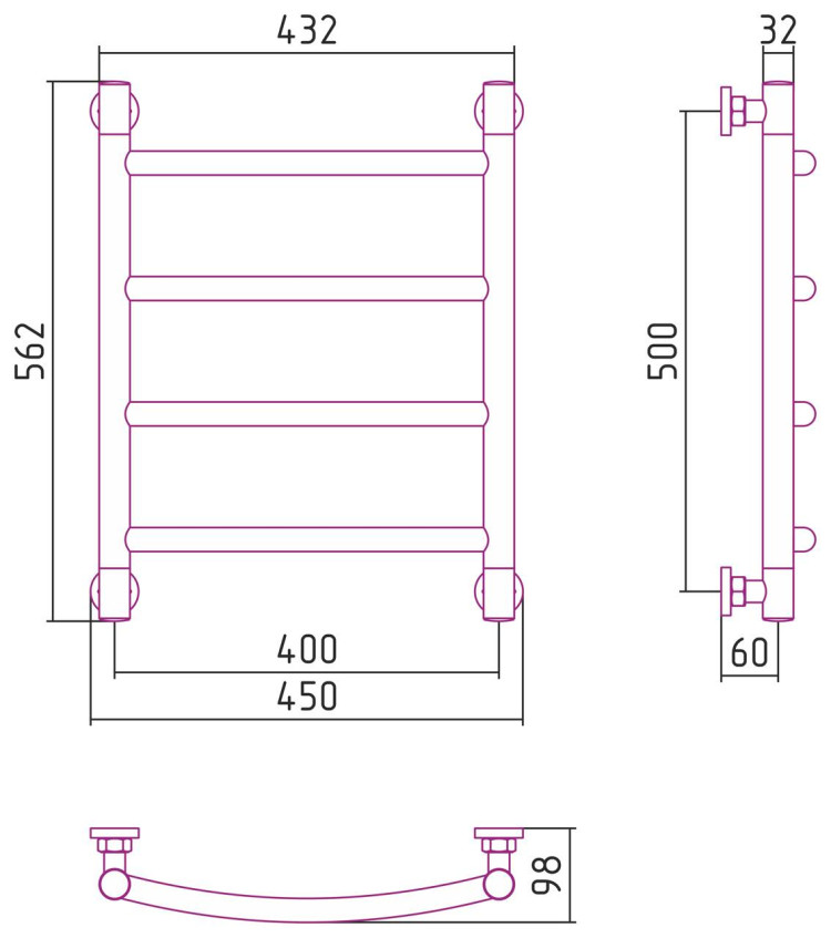 Полотенцесушитель водяной Сунержа Галант+ 500х400 Белый