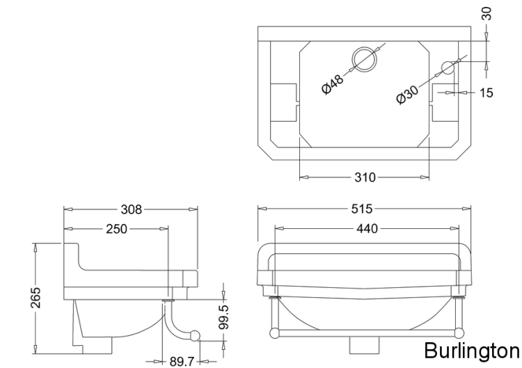 Гардеробная раковина Edwardian на 1 отверстие справа или слева с полотенцедержателем