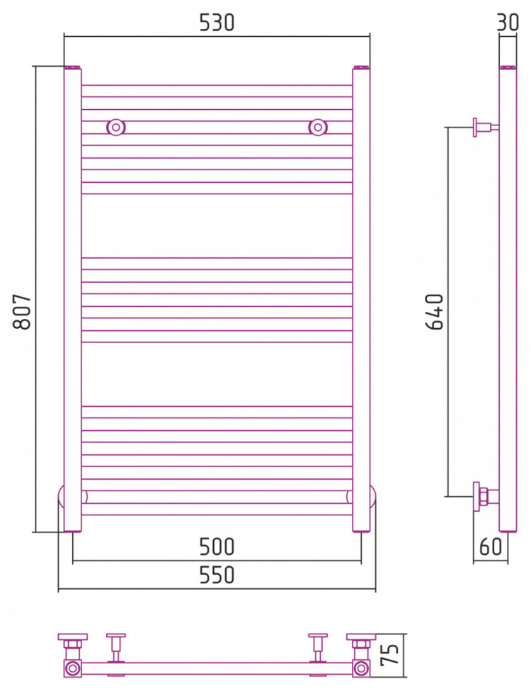 Полотенцесушитель водяной Сунержа Модус 800х500 Золото