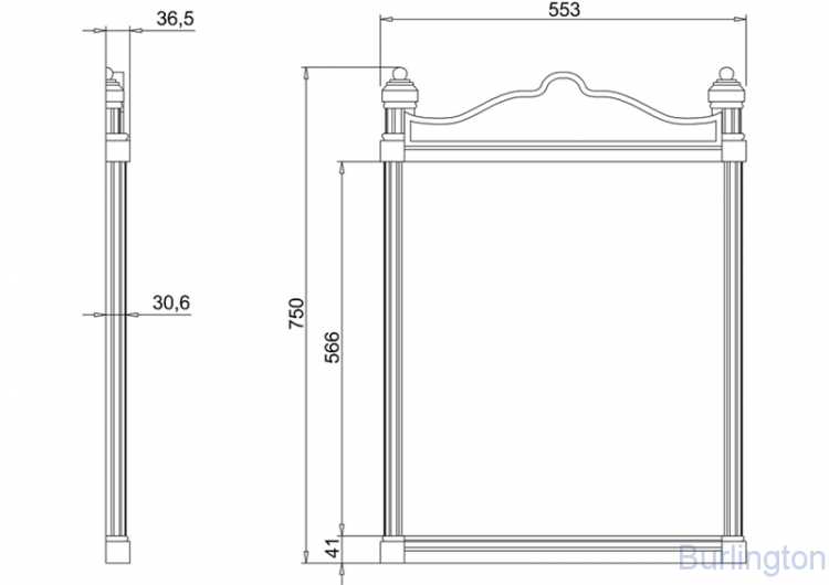 Зеркало Georgian с рамой из полированного алюминия [T37 ALU]