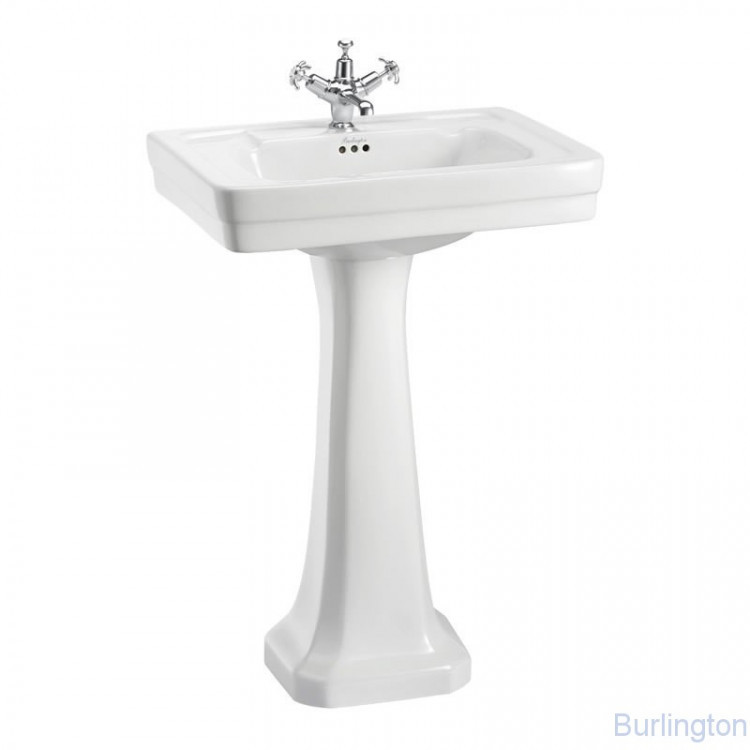 Раковина 58 см на 3 отверстия с пьедесталом