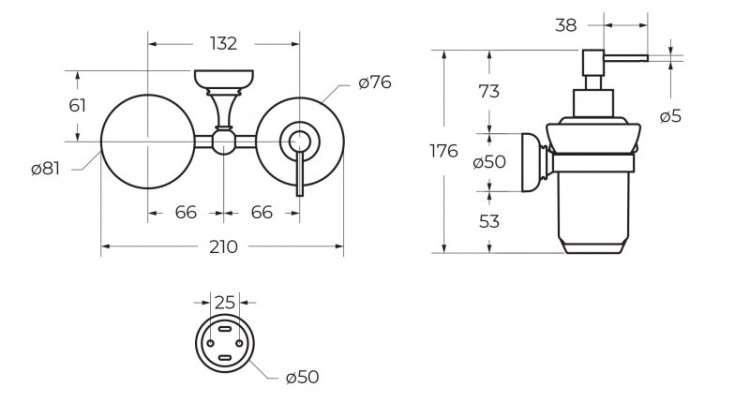 Стакан и диспенсер подвесные Cezares APHRODITE-TDTS-03/24