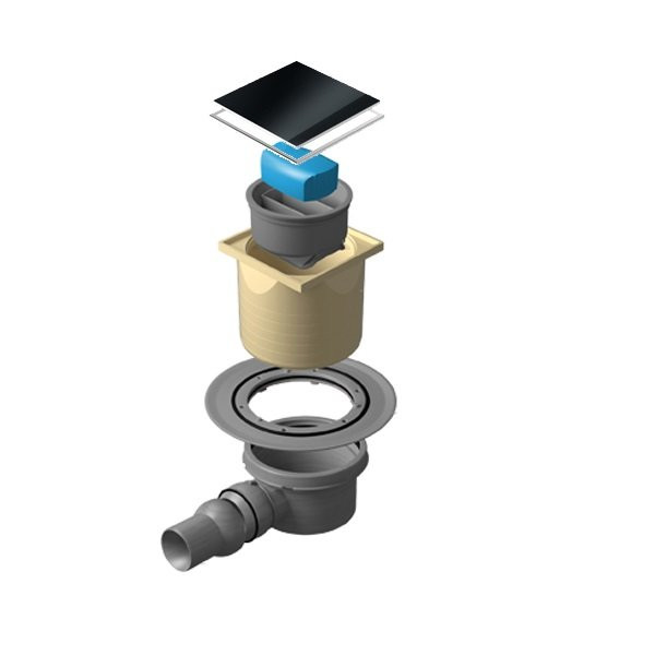 Точечный трап 100х100 мм Confluo Standard Vertical Dry Ceramic,с сухим затвором,полая под плитку, с рамкой PESTAN 13000112