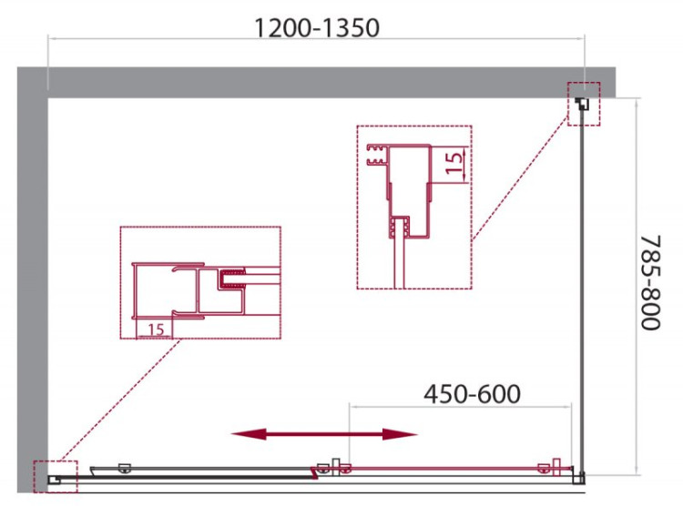 Душевой уголок BELBAGNO UNIQUE-AH-1 BelBagno UNIQUE-AH-1-100/115-90-M-Cr