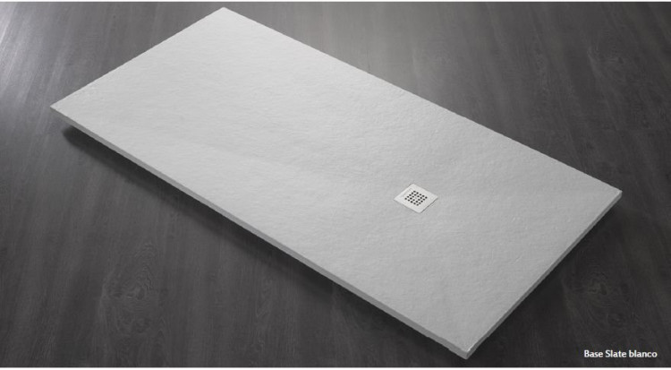 Поддон из акрона серия BASE фактура SLATE Cezares PLATO_BASE_HUNDRED_SLATE_BLANCO_100x100