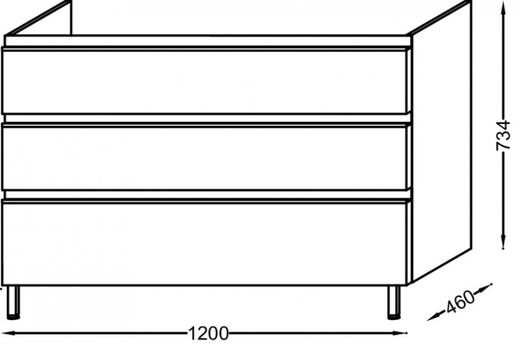 Мебель для раковины-столешницы 120 см, 3 выдвижных ящика, серый антрацит Jacob Delafon VOX EB2041-RA-442